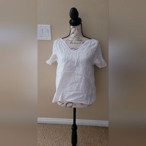 Catherine Malandrino White Ruffle Sleeve Blouse